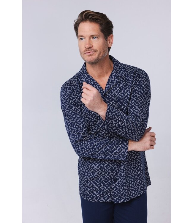 men's full button organic cotton pyjama 'brick blocks'