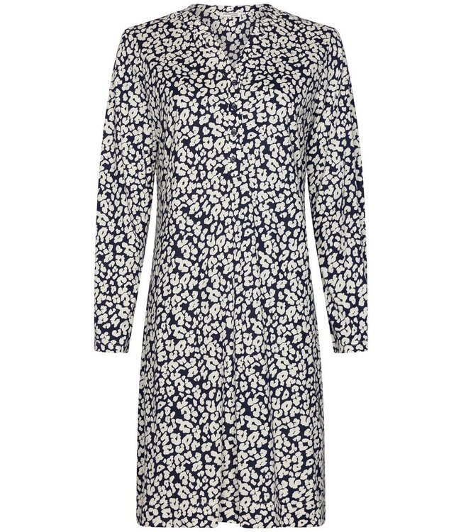 midnight blue cotton-modal nightdress with buttons 'little flowers'