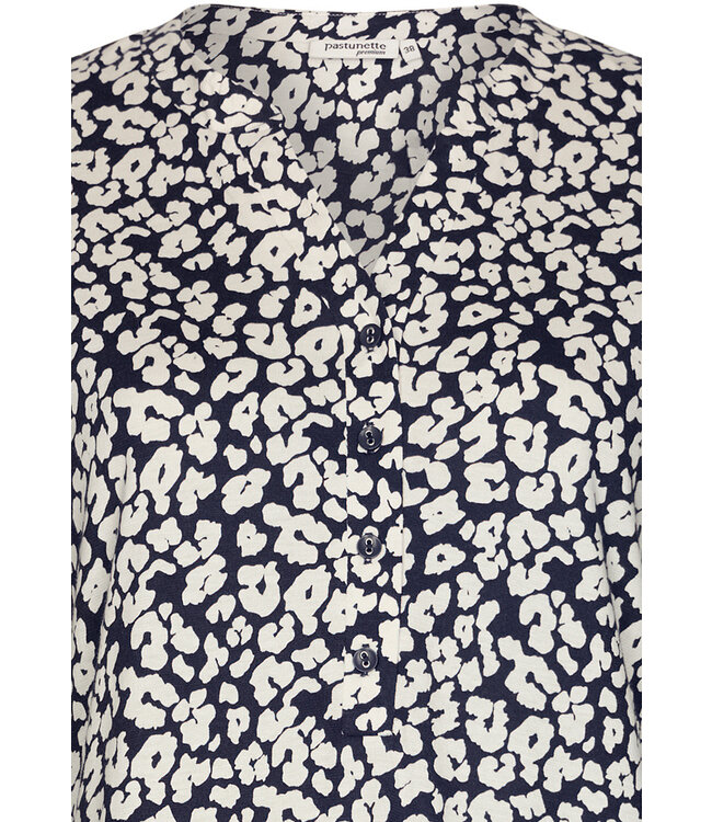 midnight blue cotton-modal nightdress with buttons 'little flowers'