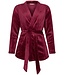 Korte, rode, coral-fleece kimono/huisjas met ceintuur 'chic comfort'