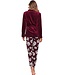 Korte, rode, coral-fleece kimono/huisjas met ceintuur 'chic comfort'
