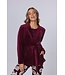 Korte, rode, coral-fleece kimono/huisjas met ceintuur 'chic comfort'