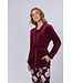 Korte, rode, coral-fleece kimono/huisjas met ceintuur 'chic comfort'