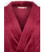 Korte, rode, coral-fleece kimono/huisjas met ceintuur 'chic comfort'