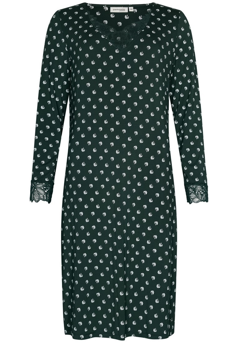 Normann Badstof nachthemd met lange mouwen voor dames in luxe strepenlook, ook in grote maten, lila, 36-38