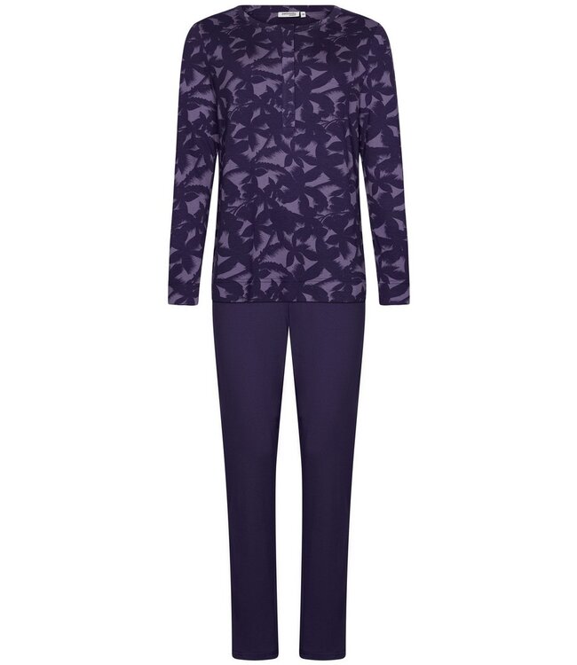 Luxe lounge pyjama met knopen van ecovero viscose 'floral garden'