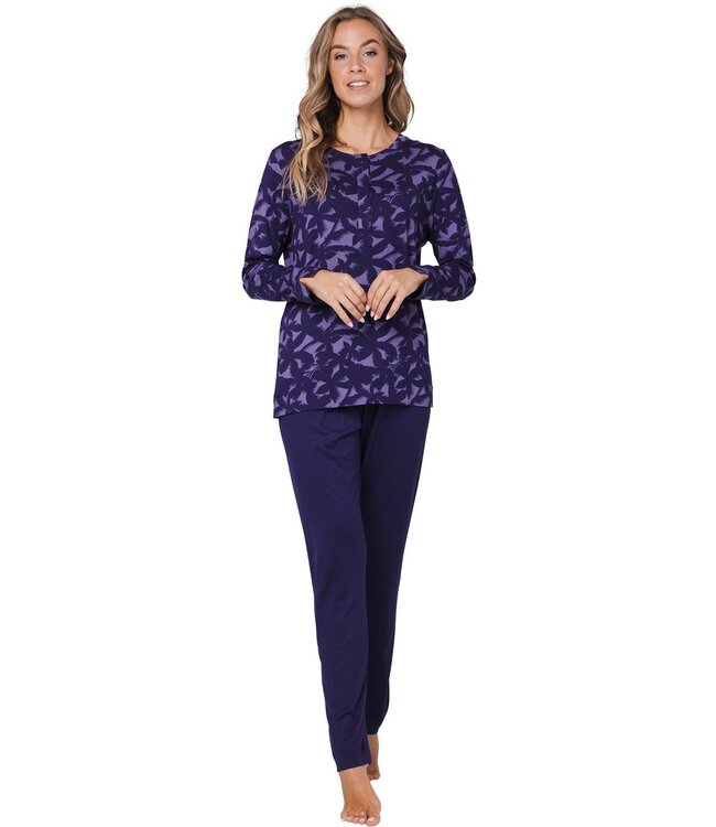 ecovero viscose, luxury lounge pyjama with buttons 'floral garden'