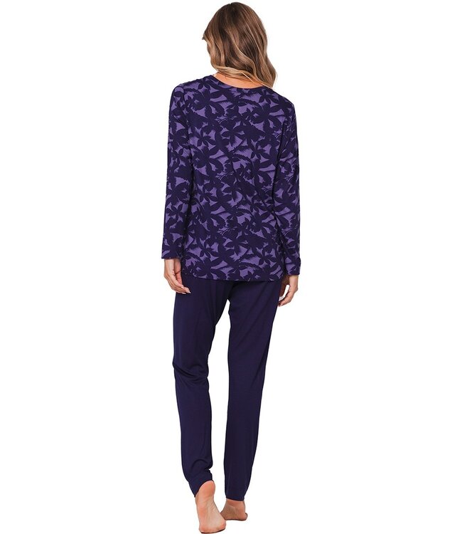 ecovero viscose, luxury lounge pyjama with buttons 'floral garden'