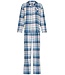 Pastunette Doorknoop dames pyjama met lange mouwen van katoenflanel 'cool blue checks'