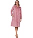 Warme fleece, roze, doorknoop ochtendjas ‘embossed weaves’