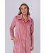 Warme fleece, roze, doorknoop ochtendjas ‘embossed weaves’