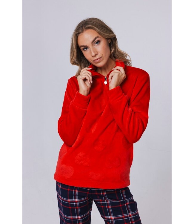 Zachte flanel-fleece Mix & Match lounge-top 'sweet hearts'