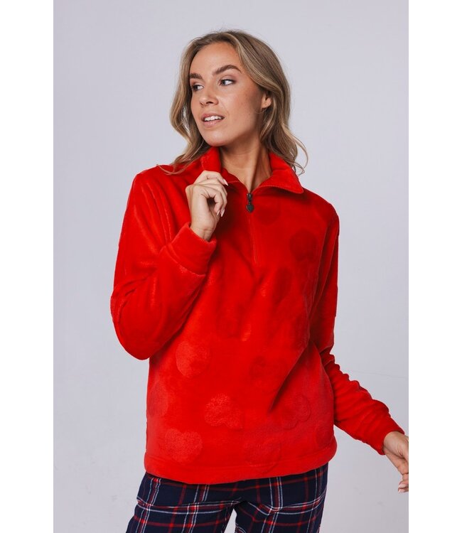 Zachte flanel-fleece Mix & Match lounge-top 'sweet hearts'