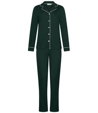 Pastunette Premium Luxe doorknoop damespyjama van katoen-interlock 'chic green beauty'