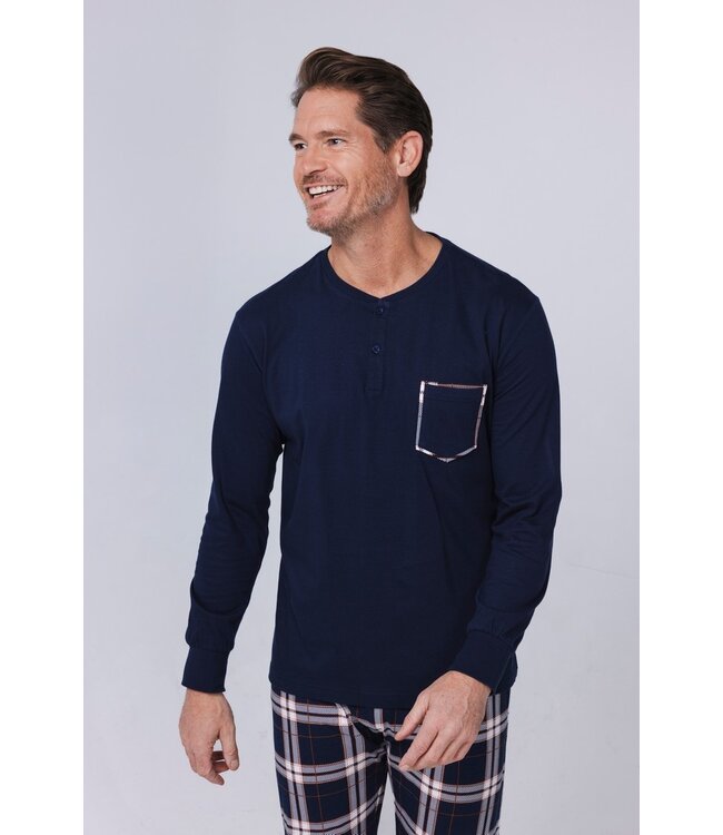 men's trendy pyjama set with buttons 'modern check's