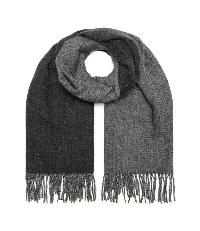 warm, one size dark grey scarf with tassels 'winter warm'