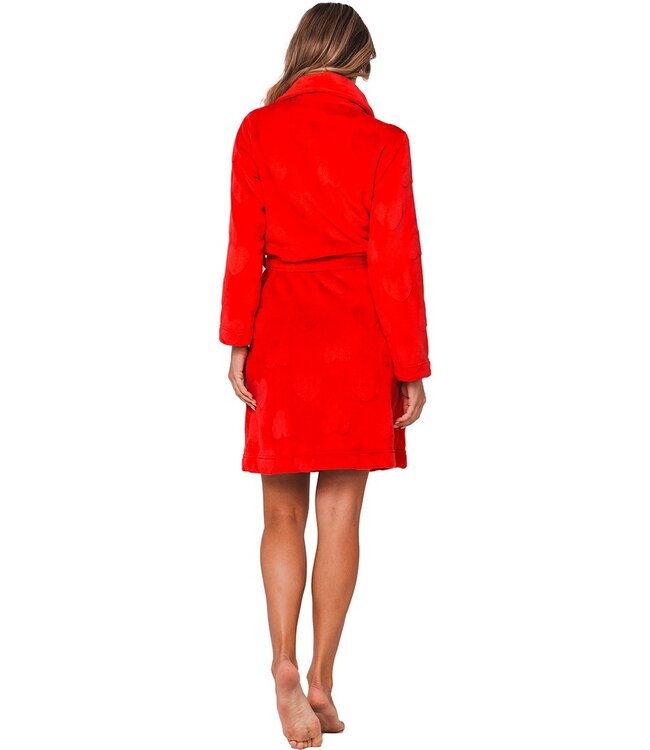 ladies soft flannel fleece wrap-over morninggown 'sweet hearts'