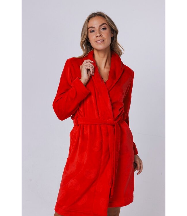 ladies soft flannel fleece wrap-over morninggown 'sweet hearts'