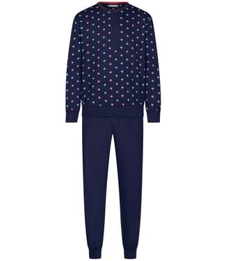 Pastunette for Men long sleeve organic cotton pyjama set with buttons 'geometric star'