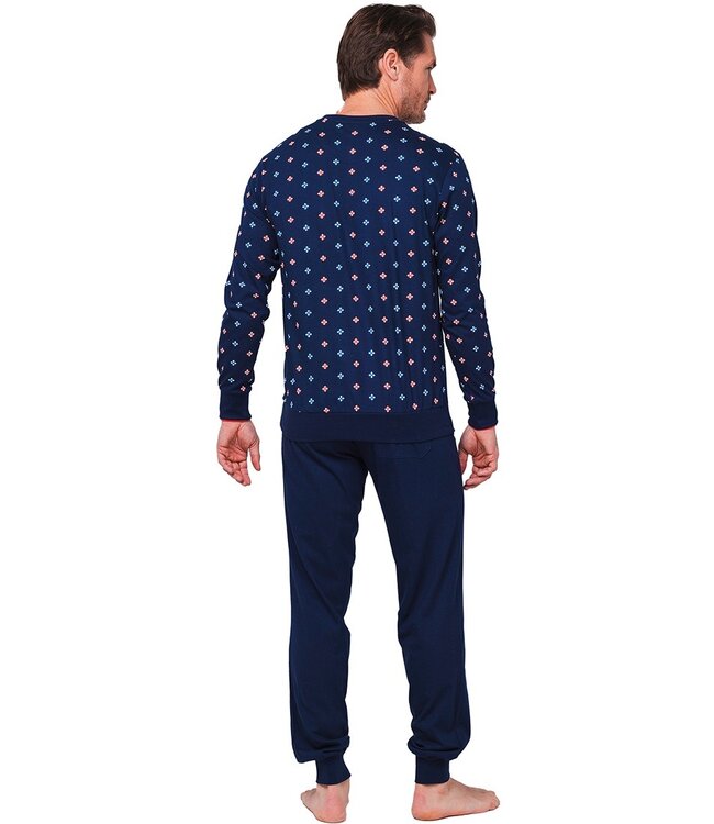 long sleeve organic cotton pyjama set with buttons 'geometric star'