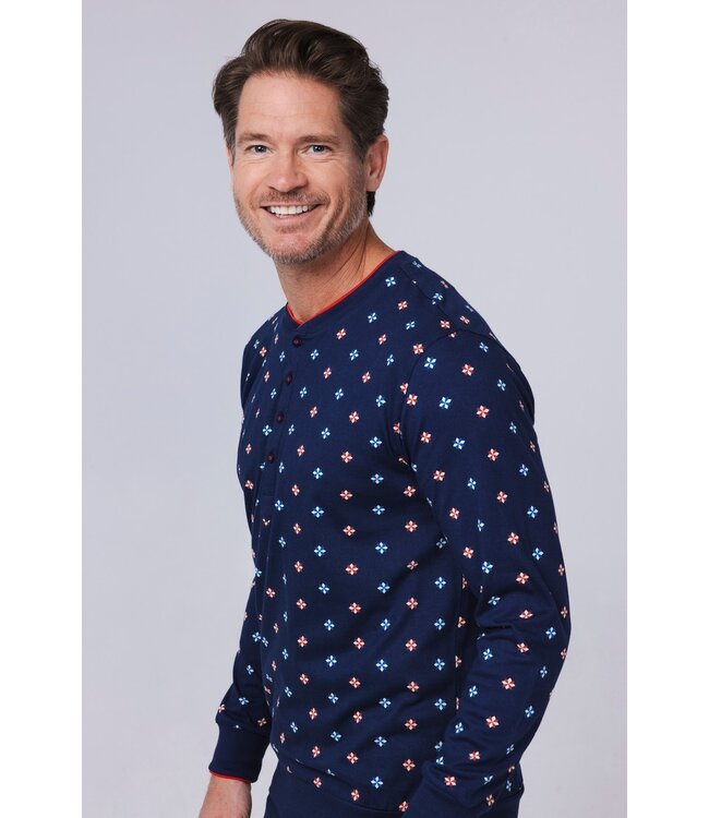 long sleeve organic cotton pyjama set with buttons 'geometric star'