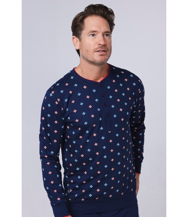 long sleeve organic cotton pyjama set with buttons 'geometric star'