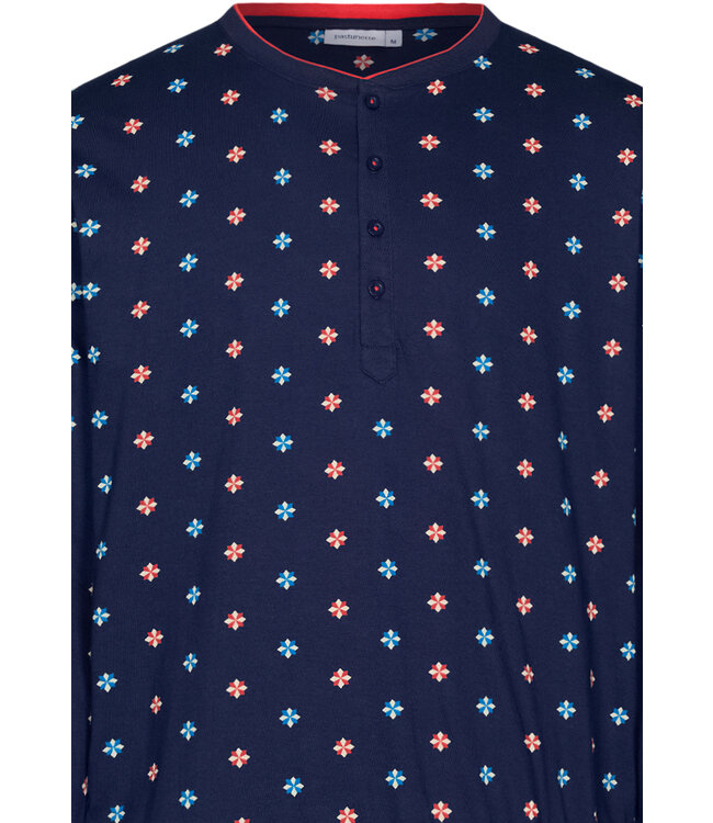 Heren pyjama van bio-katoen met lange mouwen en knopen 'geometric star'