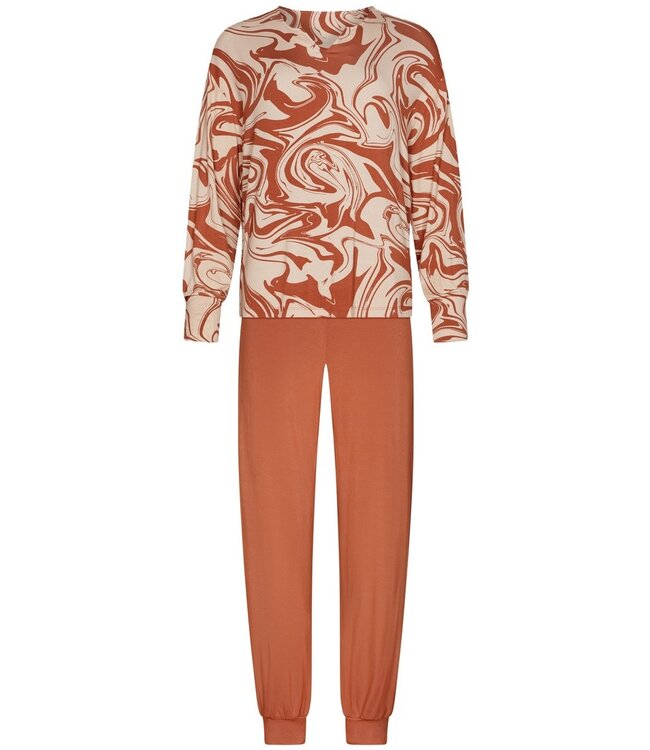 Luxe dames pyjama met lange mouwen 'watercolour art'