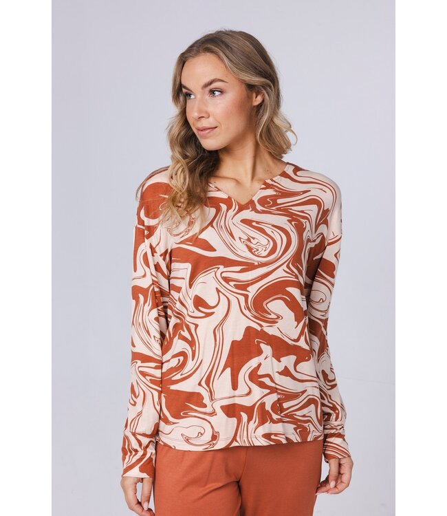 ladies luxury long sleeve pyjama 'watercolour art'