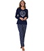 ladies blue long sleeve cotton pyjama set 'snow time'