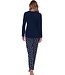 Katoenen, blauwe pyjamaset voor dames met lange mouwen 'snow time'