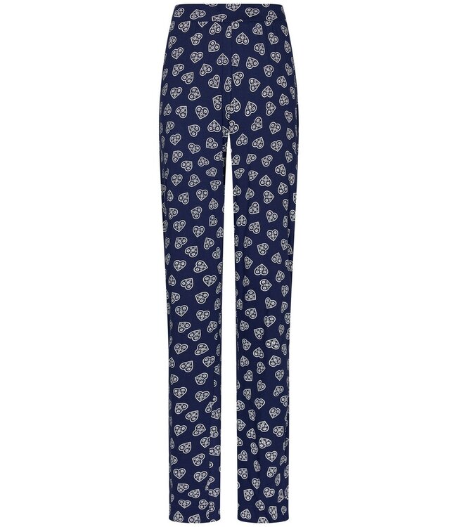 Katoenen, blauwe pyjamaset voor dames met lange mouwen 'snow time'