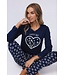 ladies blue long sleeve cotton pyjama set 'snow time'