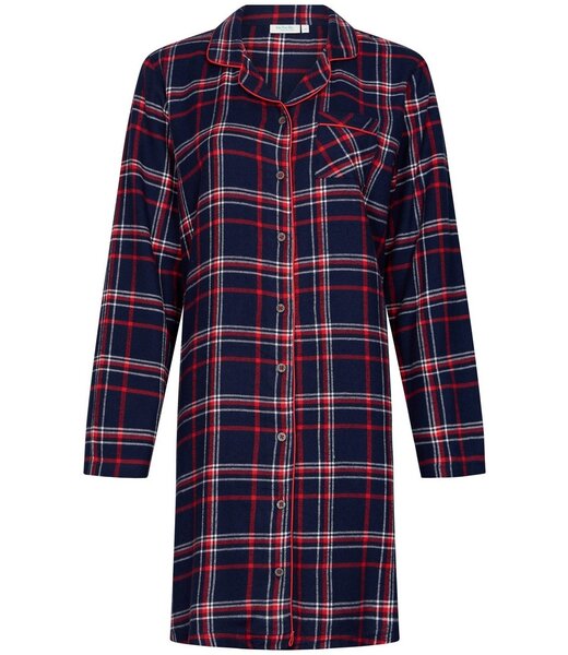 Rebelle ladies full button cotton flannel nightshirt 'cool checks'