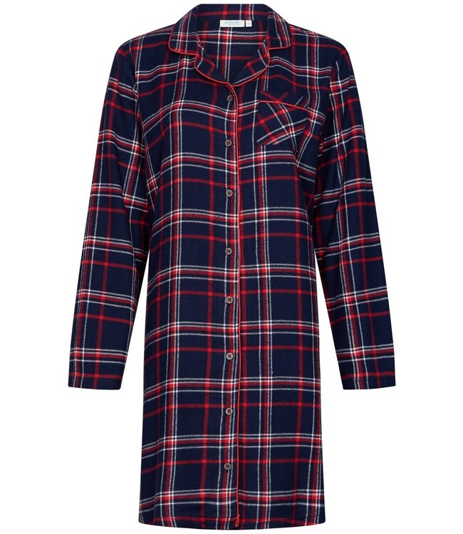ladies full button cotton flannel nightshirt 'cool checks'