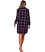 ladies full button cotton flannel nightshirt 'cool checks'