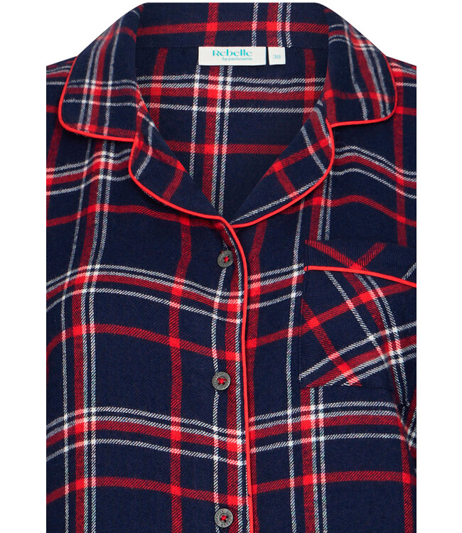 ladies full button cotton flannel nightshirt 'cool checks'