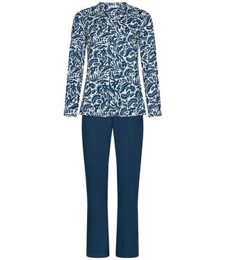 Pastunette 100% biologisch katoenen pyjamaset met lange mouwen en knopen ‘arty leaves’