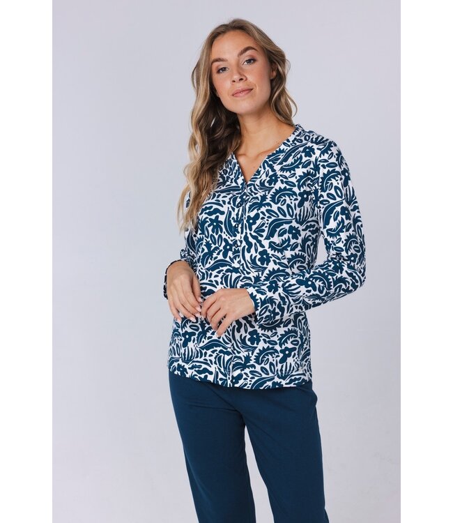 100% organic cotton long sleeve pyjama set with buttons 'arty leafs'