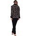 Warme, coral-fleece lounge-huispak met rits 'abstract art'