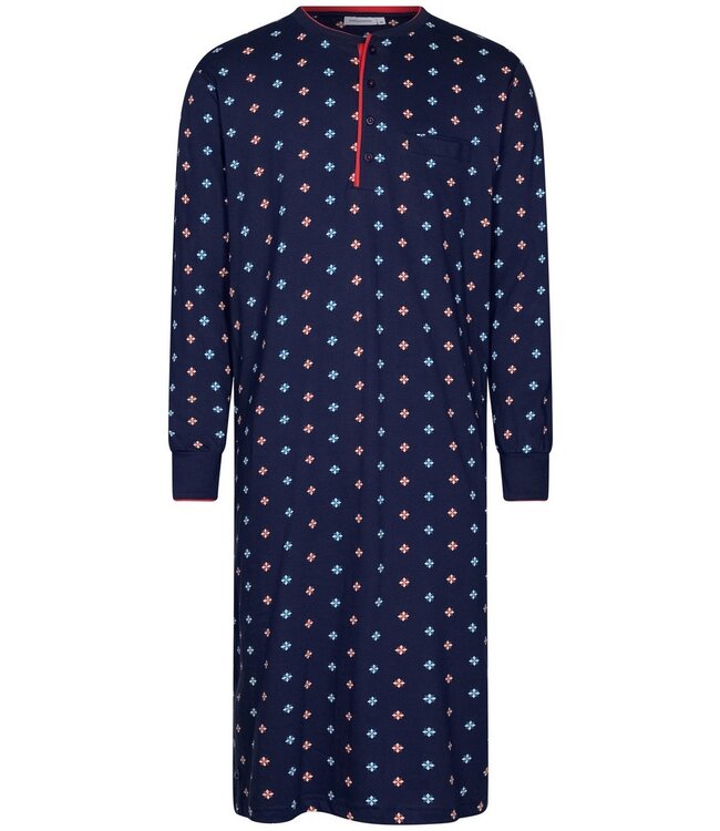 long sleeve organic cotton nightshirt with buttons 'geometric star'