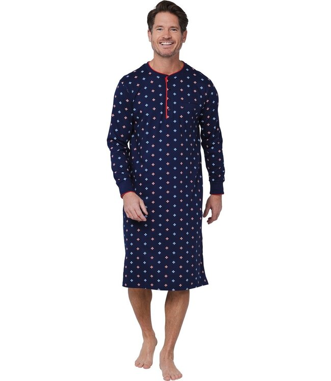 long sleeve organic cotton nightshirt with buttons 'geometric star'