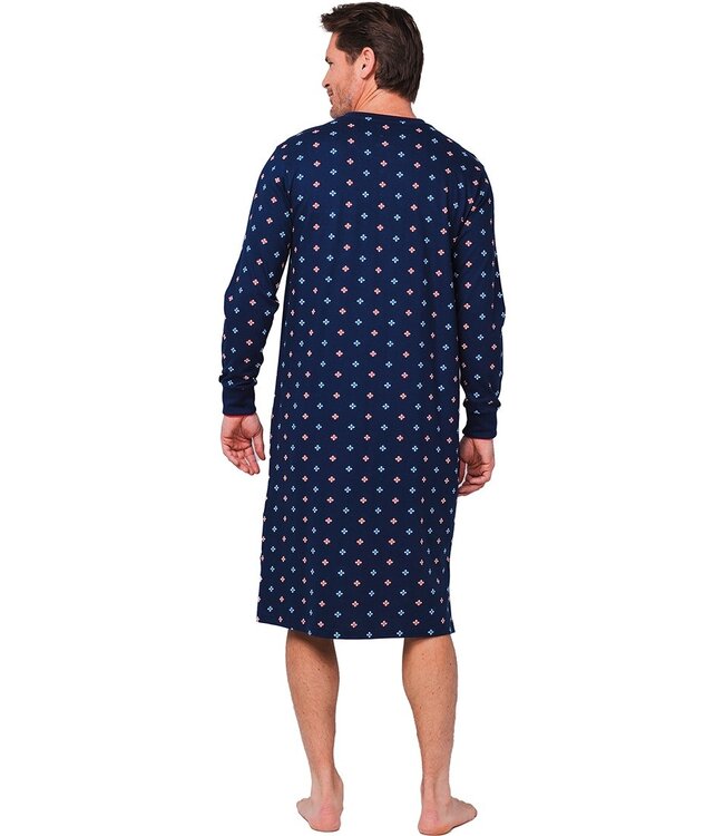 long sleeve organic cotton nightshirt with buttons 'geometric star'