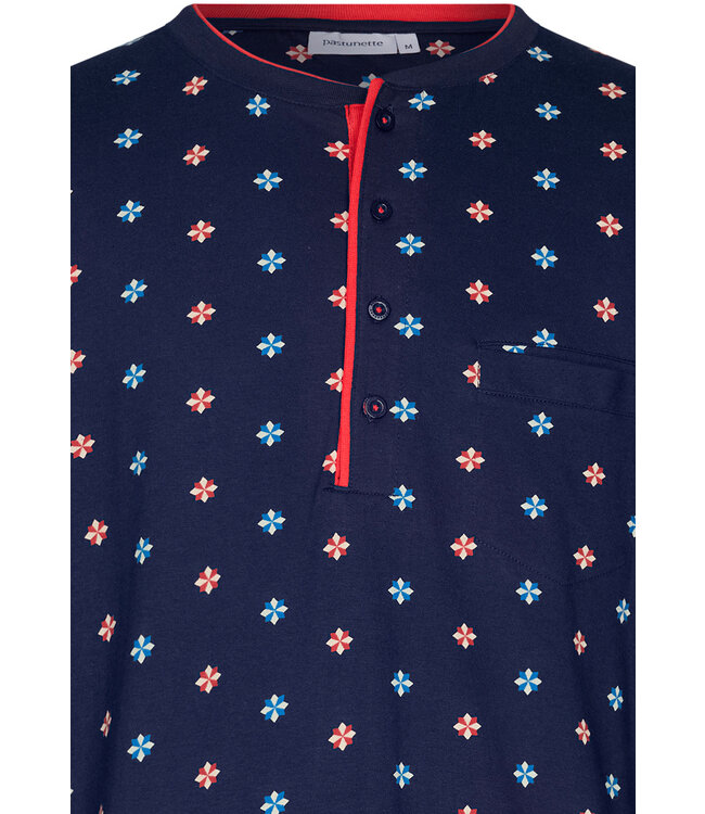 long sleeve organic cotton nightshirt with buttons 'geometric star'