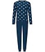 Blauwe dames lounge- pyjamaset van badstof 'forest flowers'