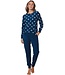 Blauwe dames lounge- pyjamaset van badstof 'forest flowers'
