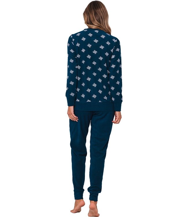ladies blue terry lounge pyjama set 'forest flowers'