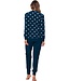 Blauwe dames lounge- pyjamaset van badstof 'forest flowers'
