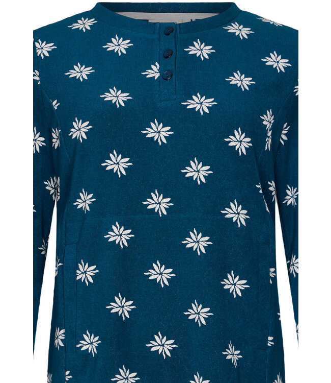 ladies blue terry lounge pyjama set 'forest flowers'