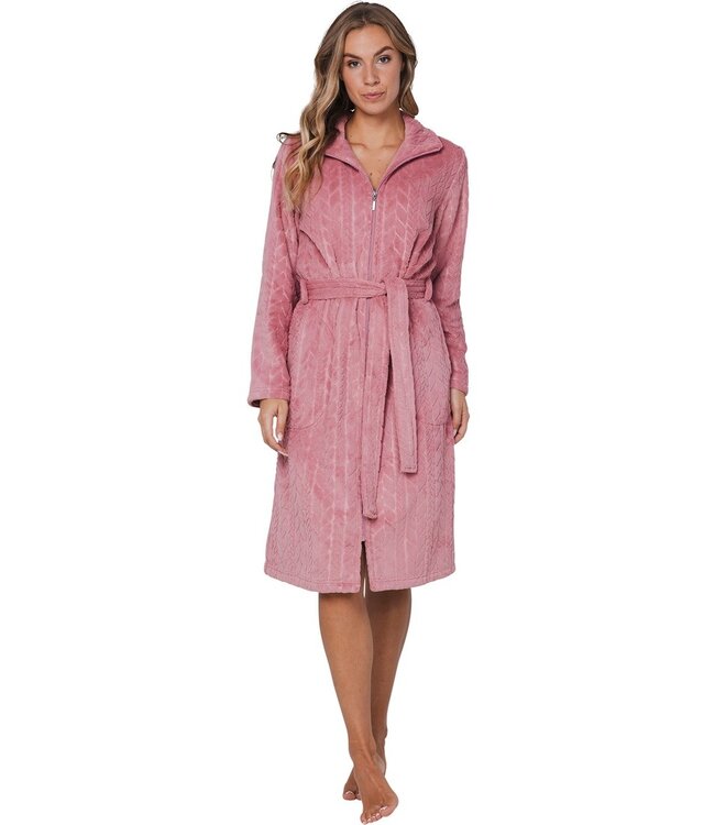 soft fleece morninggown with full zip 'embossed weave' (110cm)